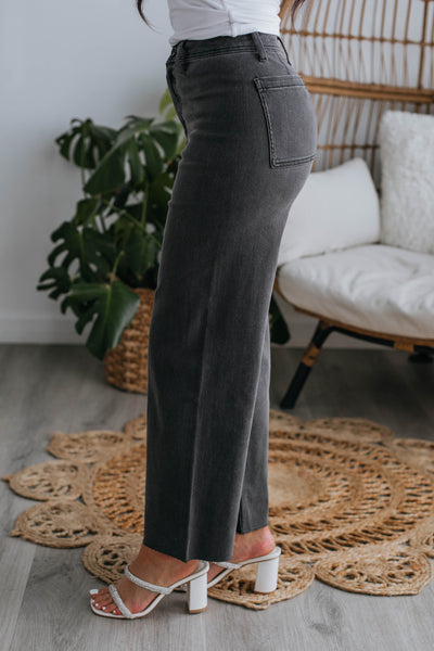 Linsley Wide Leg Pants - Washed Black