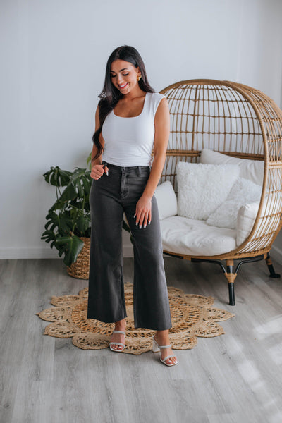 Linsley Wide Leg Pants - Washed Black