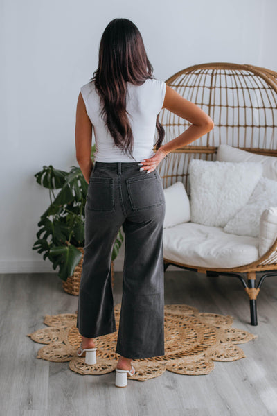 Linsley Wide Leg Pants - Washed Black