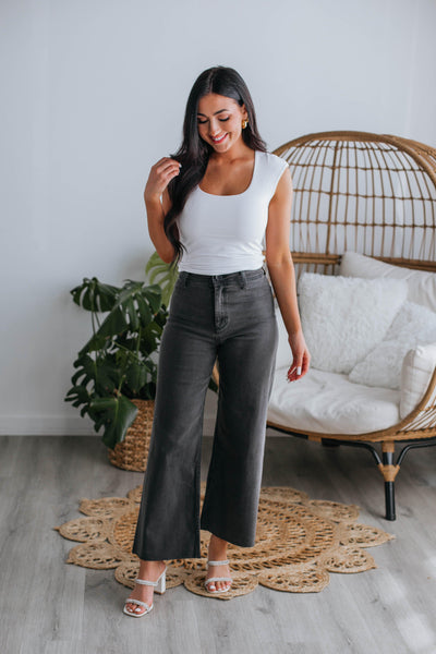 Linsley Wide Leg Pants - Washed Black