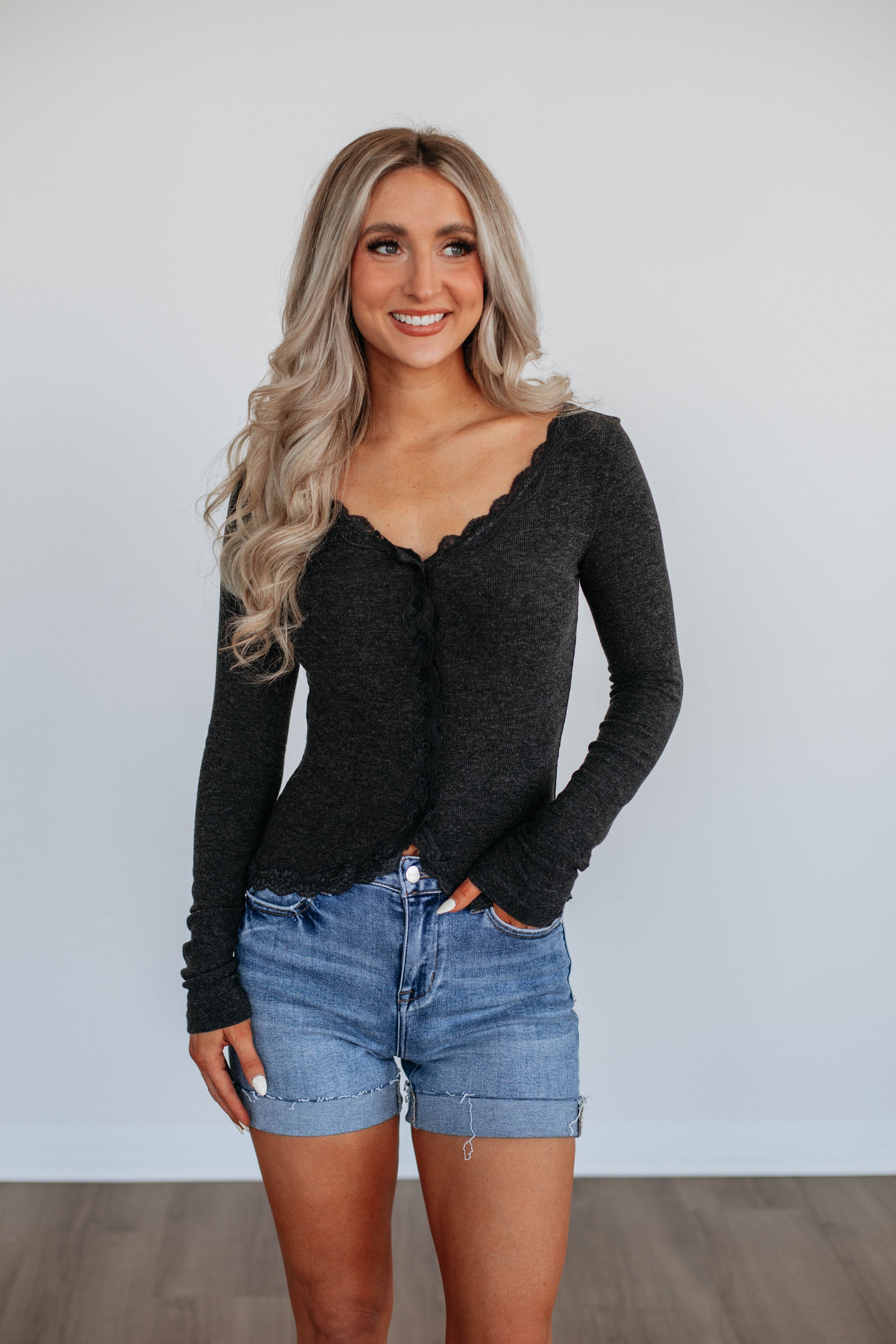 Lisbeth Lace Top - Charcoal