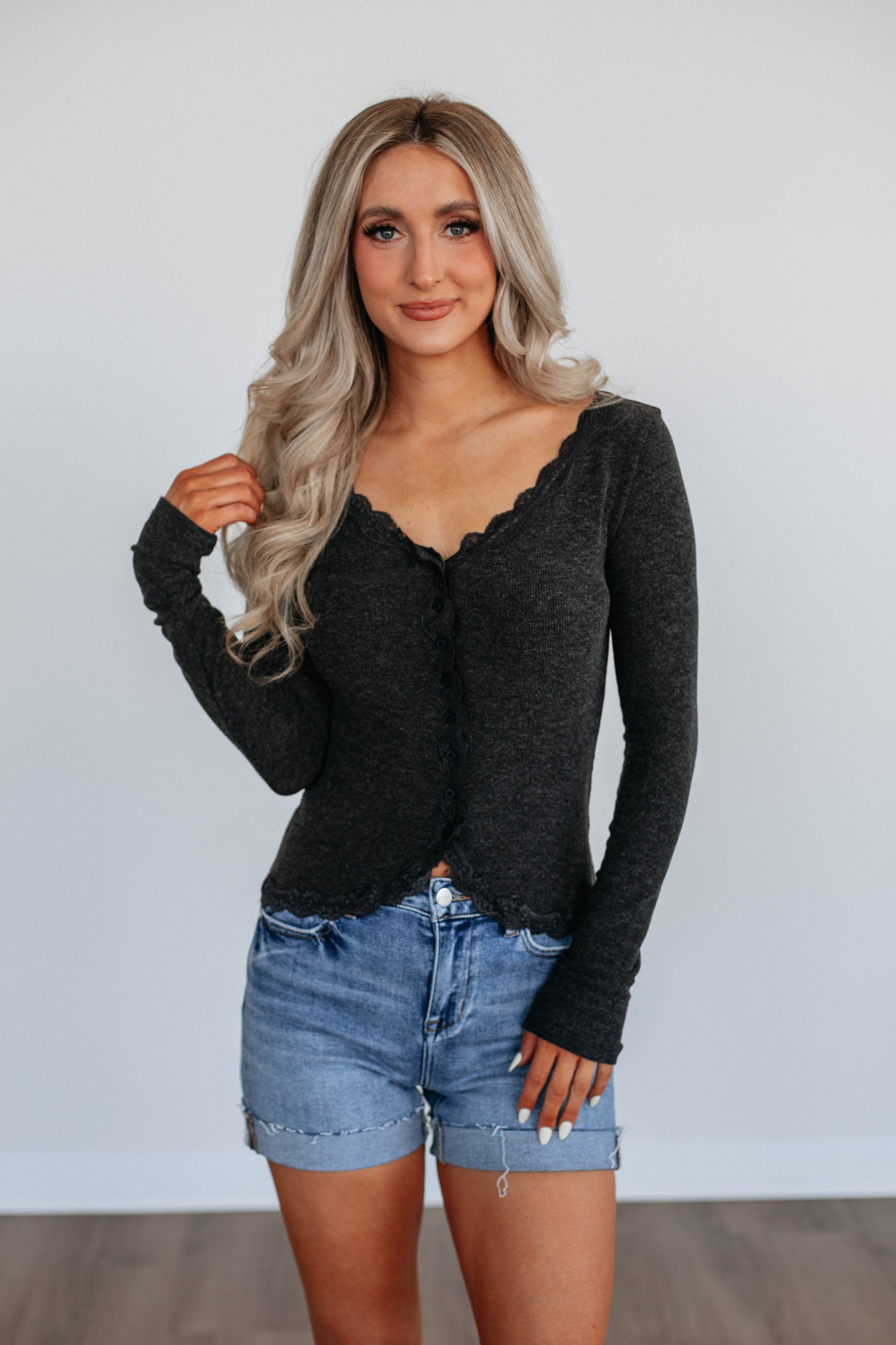 Lisbeth Lace Top - Charcoal