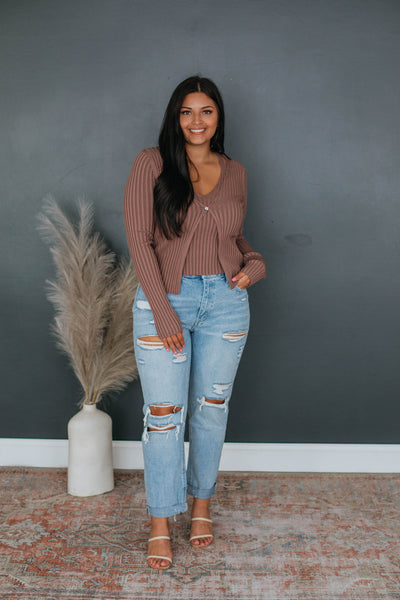 Lux Ribbed Top - Mocha