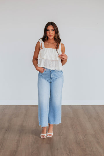 Mabel Eyelet Tank - Cream
