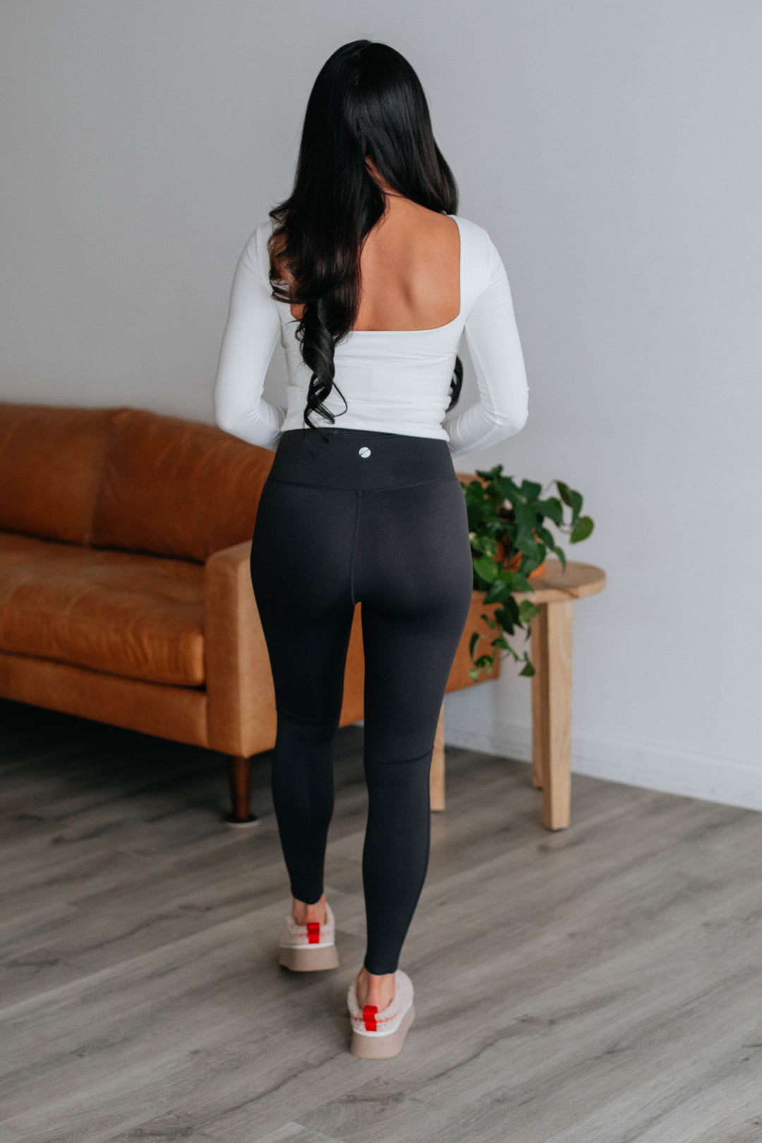Macey Crossover Leggings - Charcoal