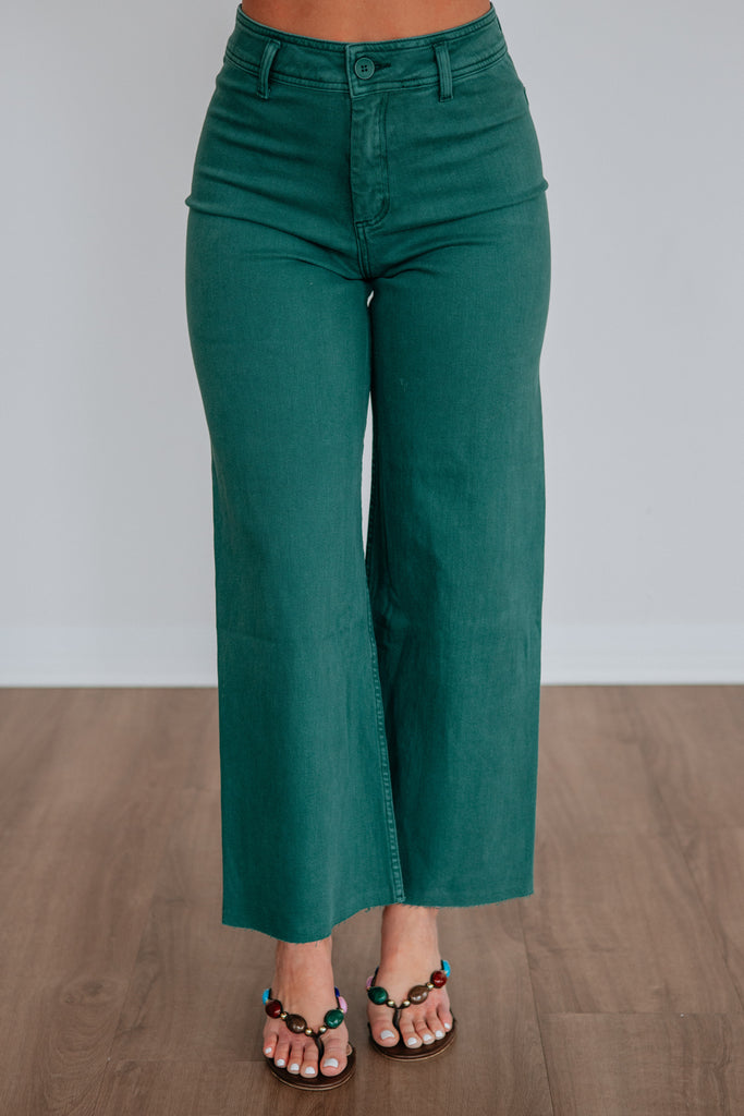 Linsley Wide Leg Pants - Pine