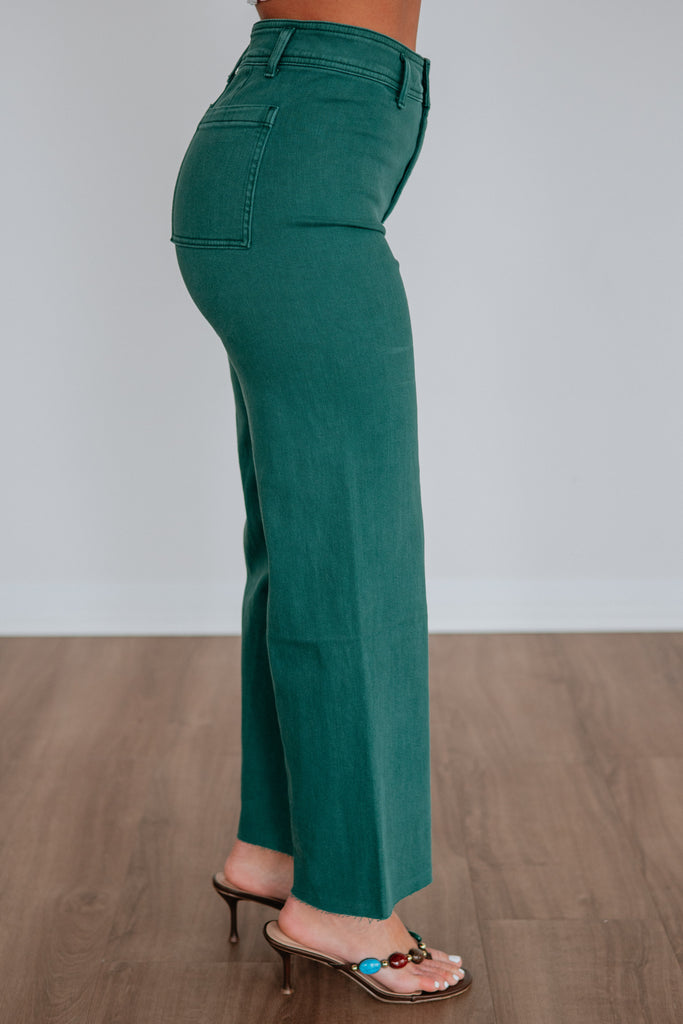 Linsley Wide Leg Pants - Pine