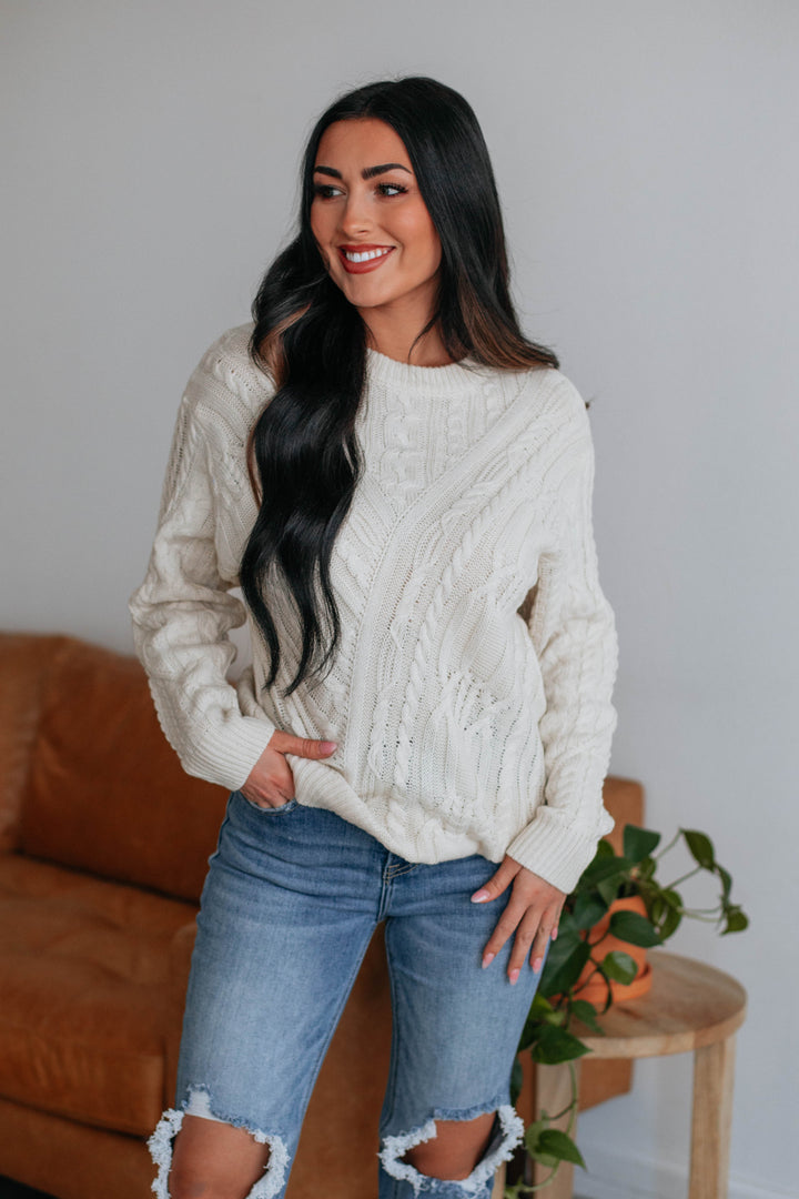 Marza Cable Knit Sweater - Natural