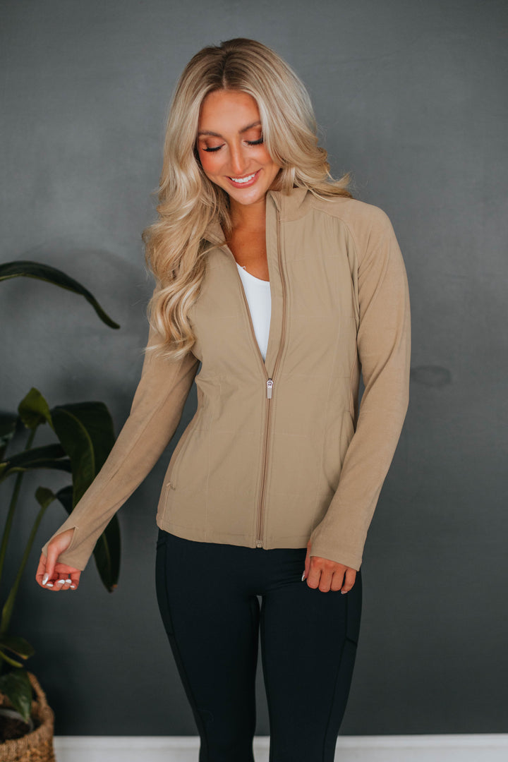 Matilda Contrast Jacket - Khaki