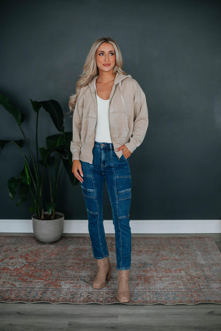 Maxwell Washed Zip-Up Hoodie - Natural