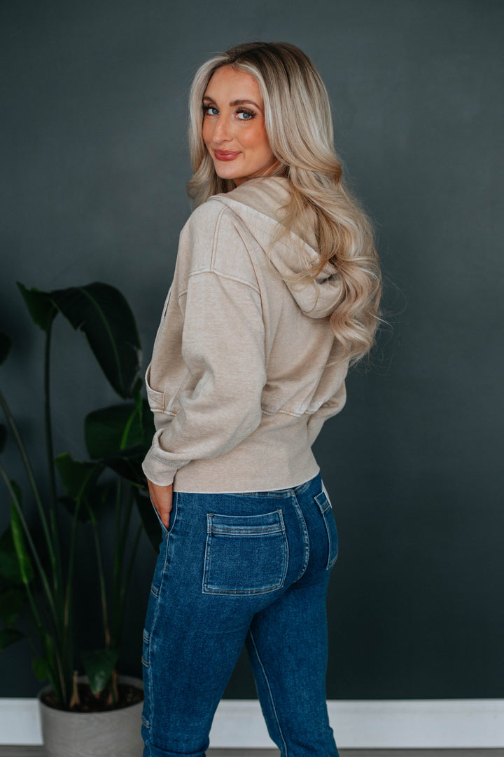 Maxwell Washed Zip-Up Hoodie - Natural