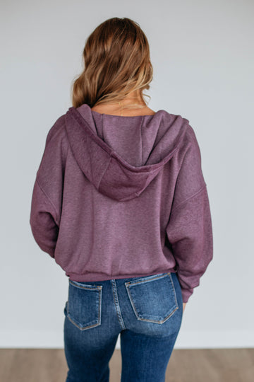 Maxwell Washed Zip-Up Hoodie - Grape