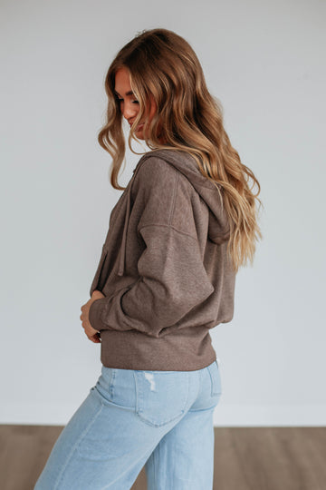 Maxwell Washed Zip-Up Hoodie - Chocolate