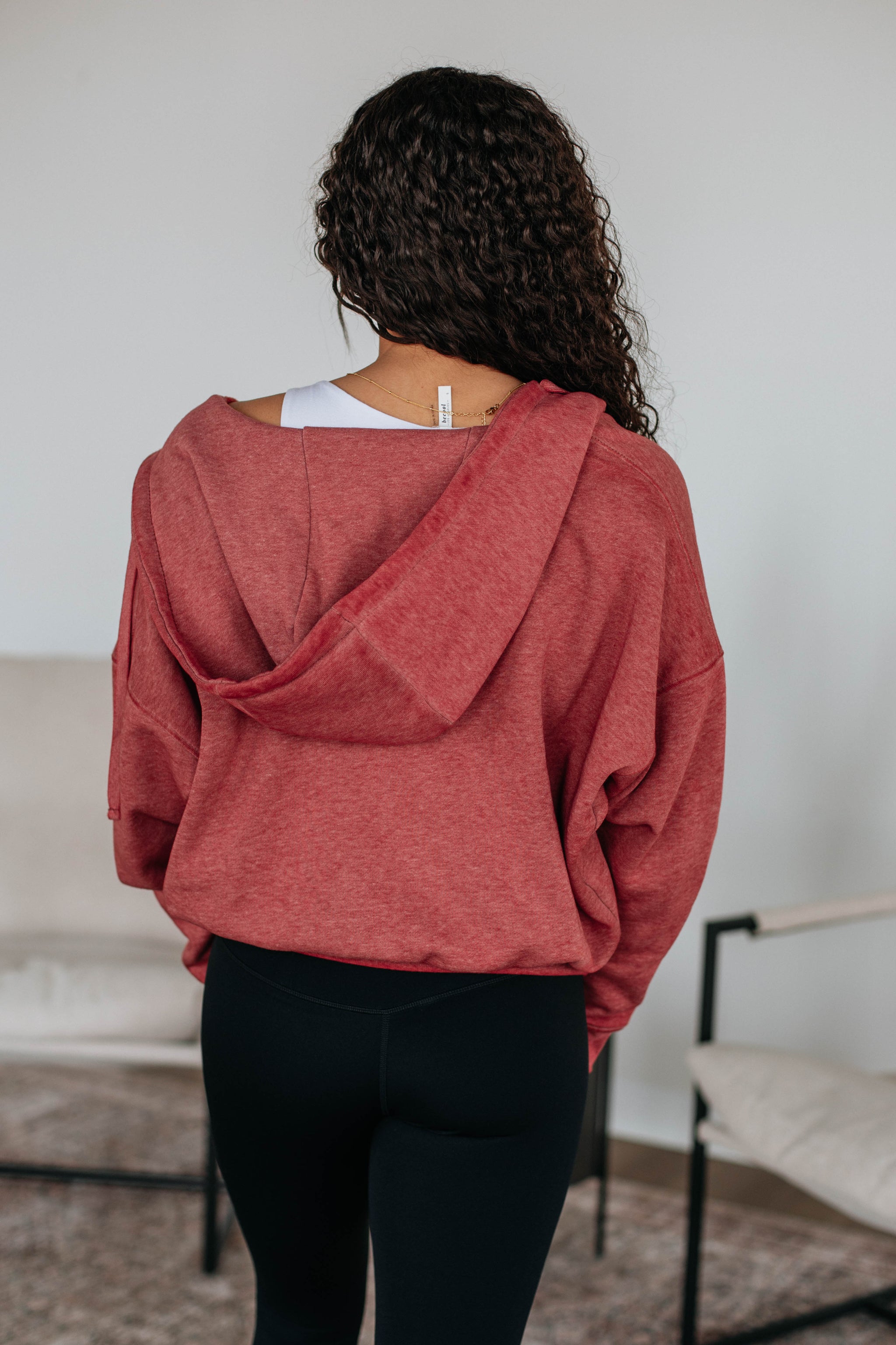 Maxwell Washed Zip-Up Hoodie - Dusty Red