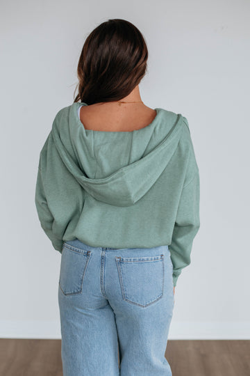 Maxwell Washed Zip-Up Hoodie - Sage