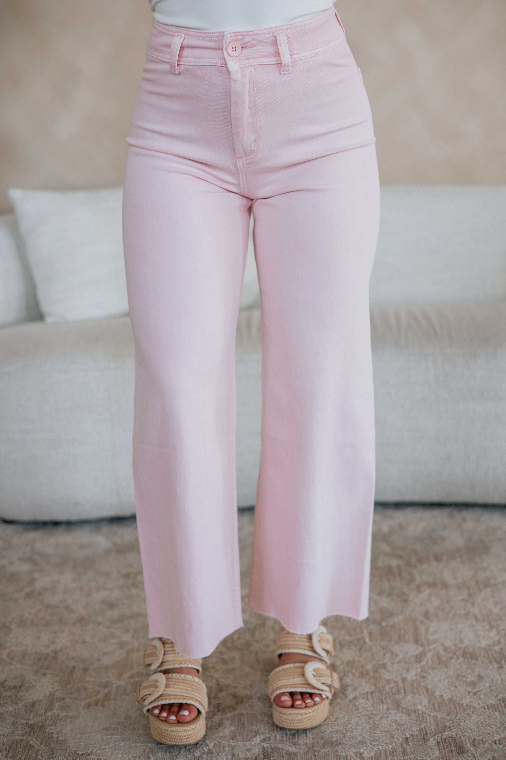 Linsley Wide Leg Pants - Baby Pink