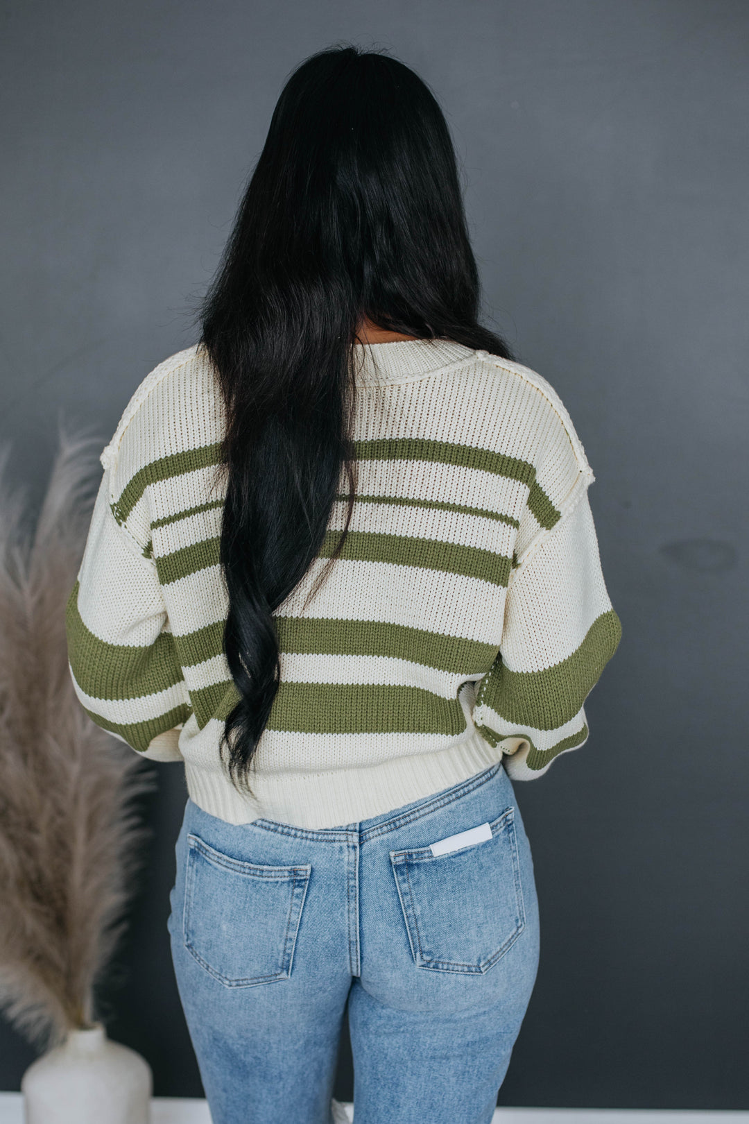 Maylee Striped Sweater - Olive Mix