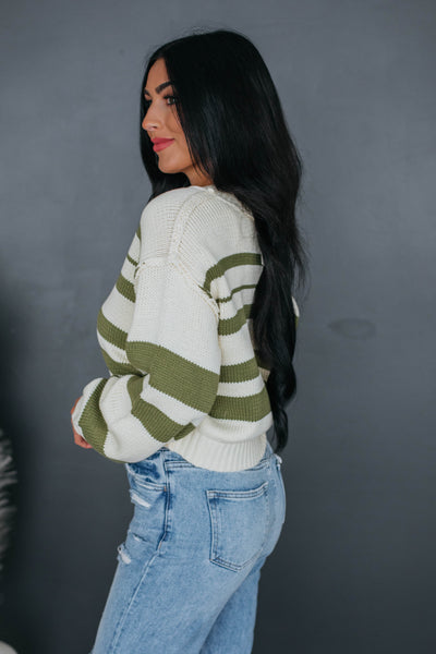 Maylee Striped Sweater - Olive Mix