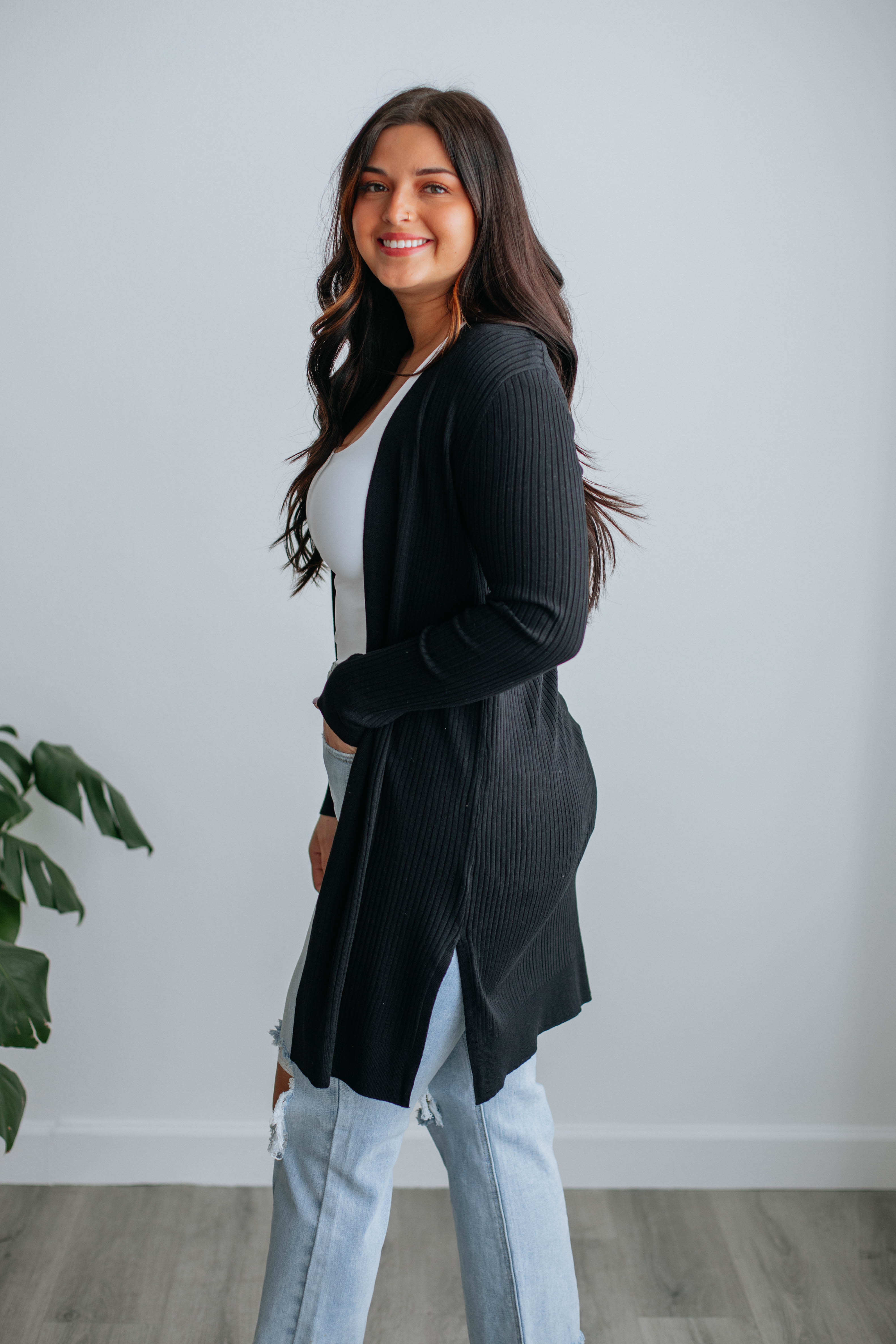 Maylin Ribbed Cardigan Black Wild Oak Boutique