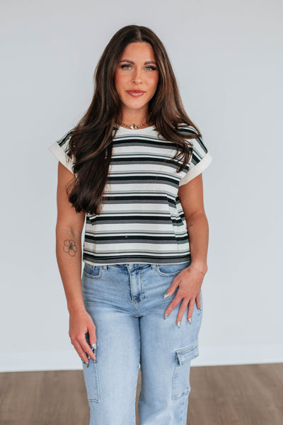 Mayra Striped Top - Black Mix