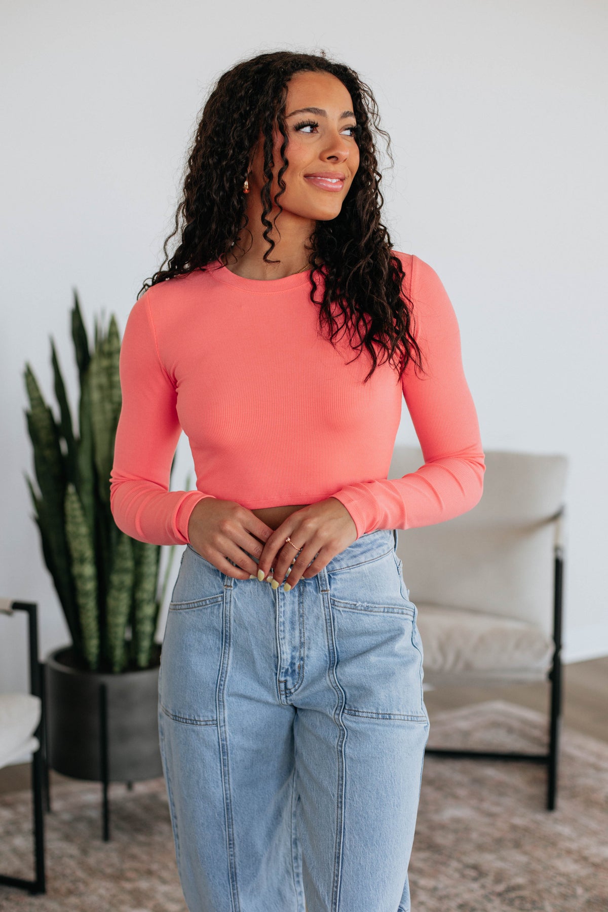 Mazure Ribbed Top Watermelon