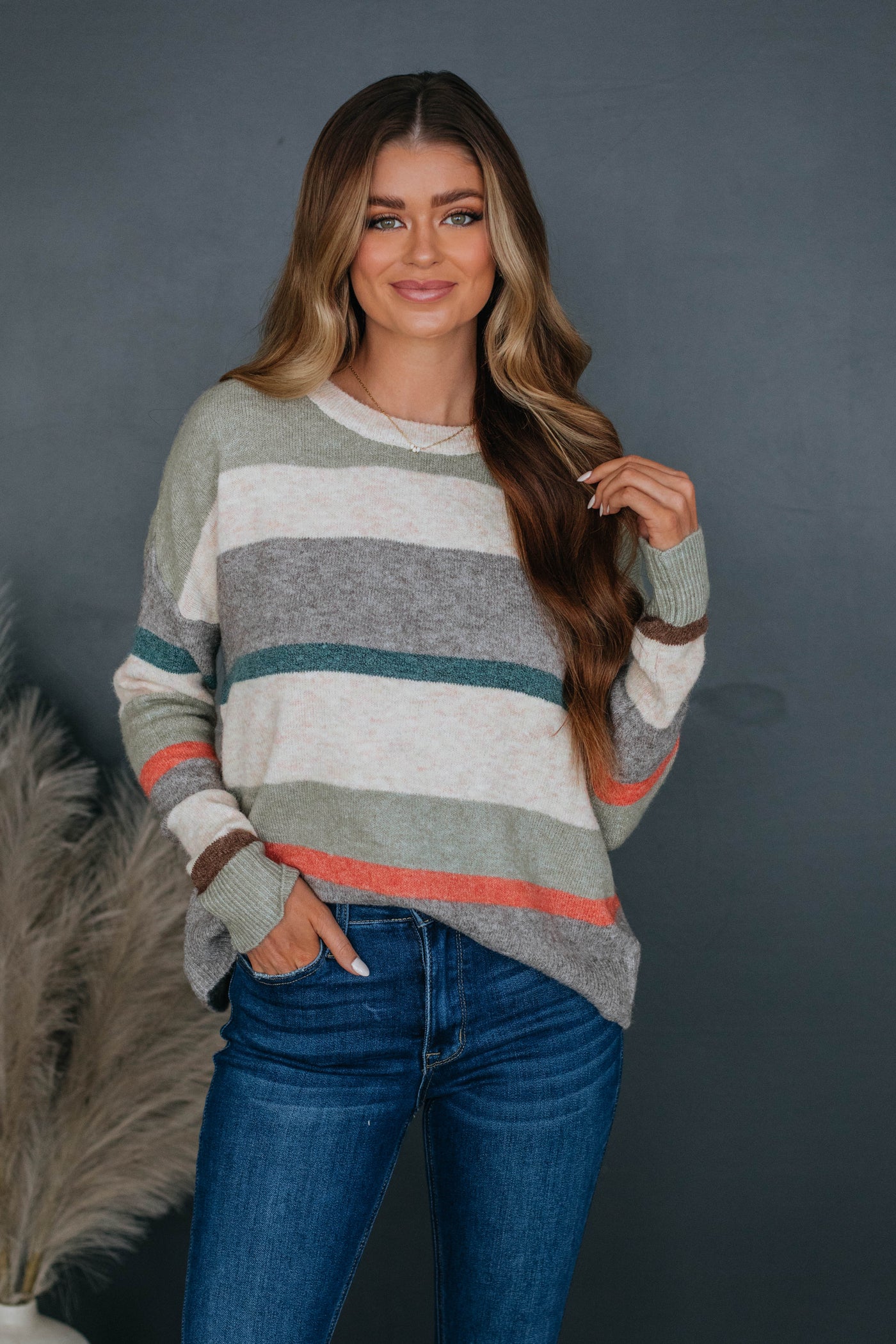 Minna Striped Sweater - Sage Mix