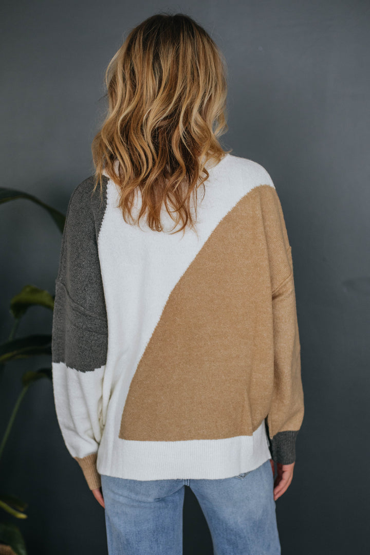 Miranda Colorblock Sweater - Taupe Mix