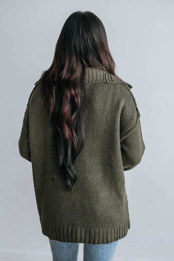 Mona Half-Zip Sweater - Dark Olive