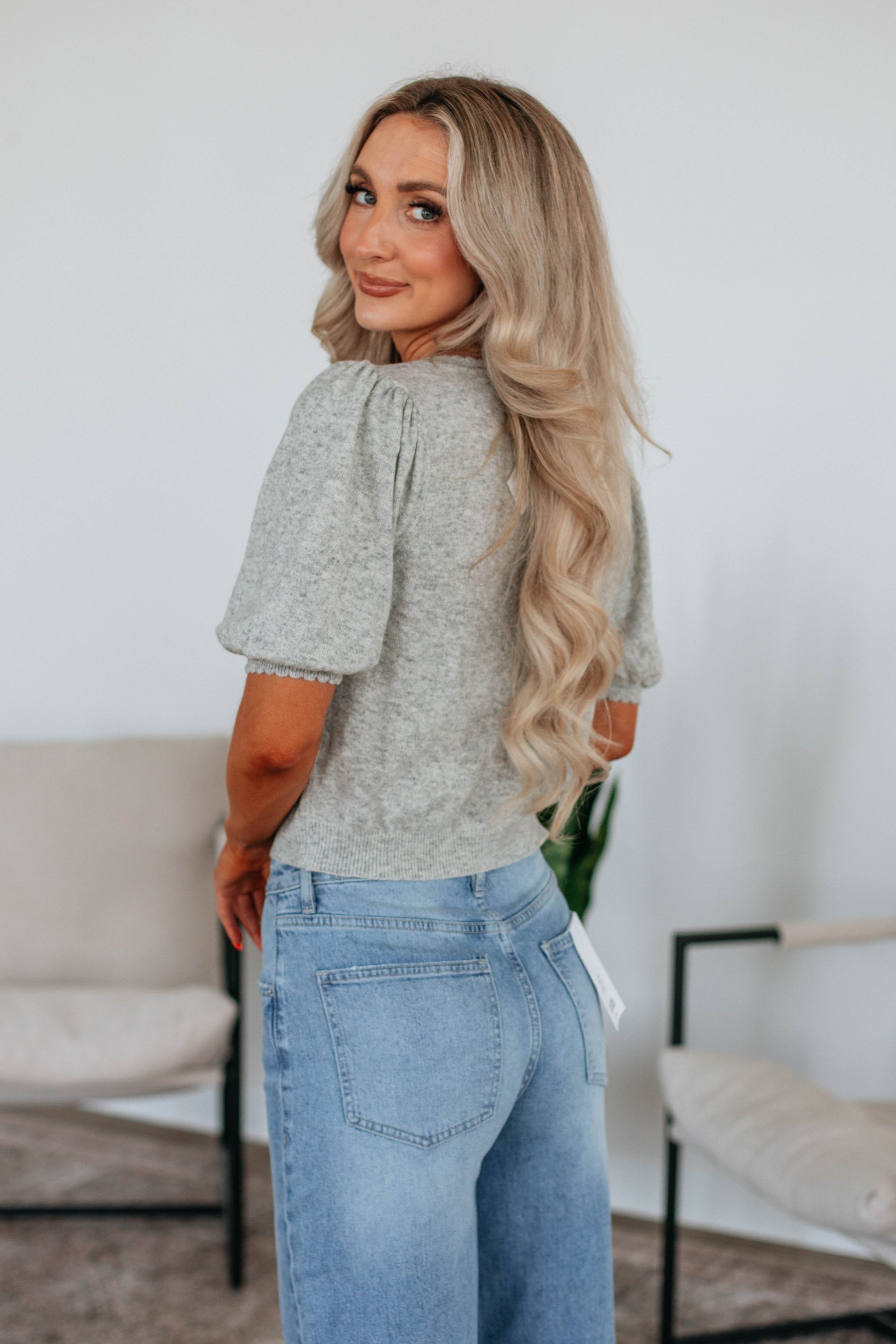 Neriah Cardigan Top - Heather Grey