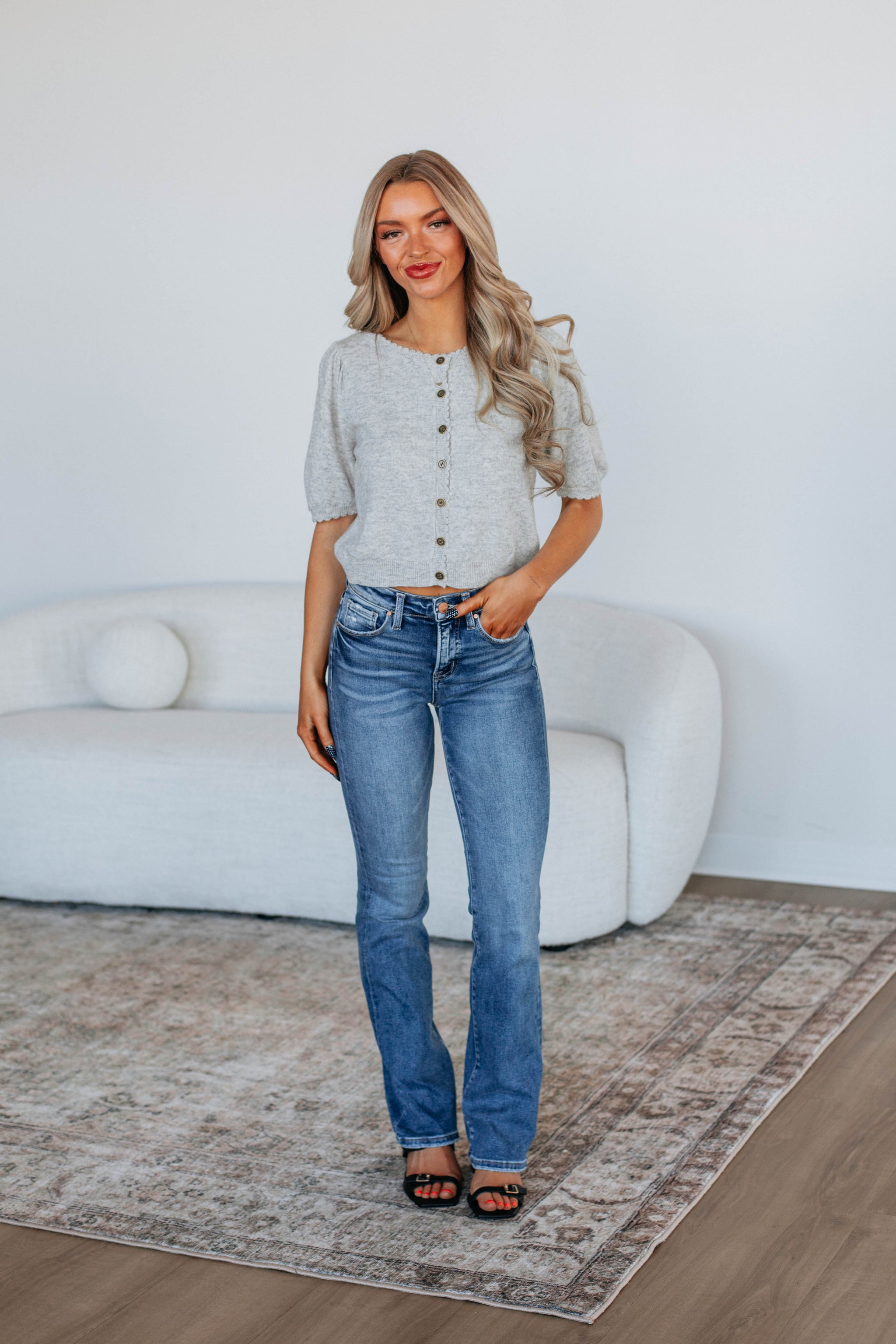 Neriah Cardigan Top - Heather Grey