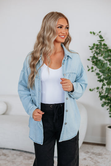 Grayson Risen Denim Shacket - Light Wash