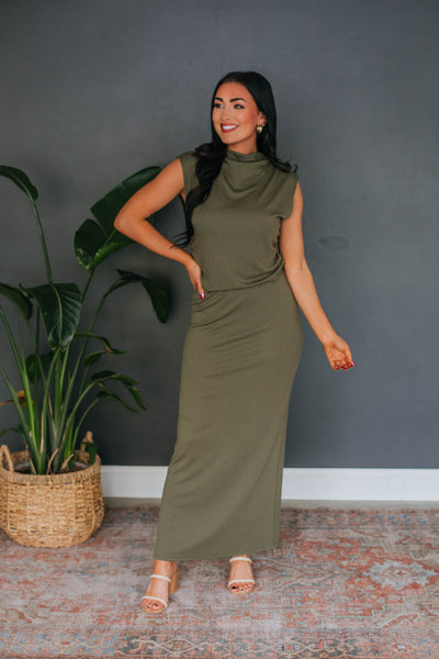 Nicki Maxi Skirt - Olive