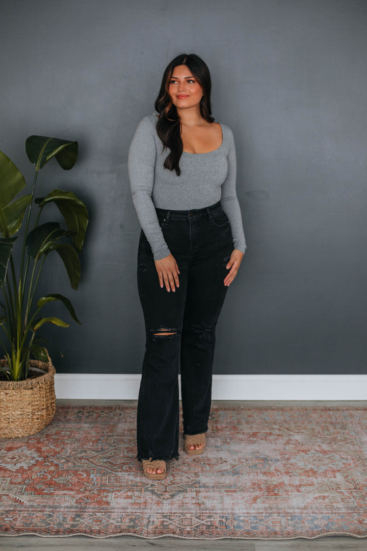 Nicolette Basic Bodysuit - Heather Grey