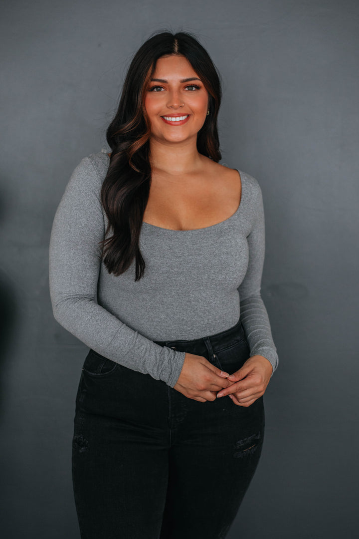 Nicolette Basic Bodysuit - Heather Grey