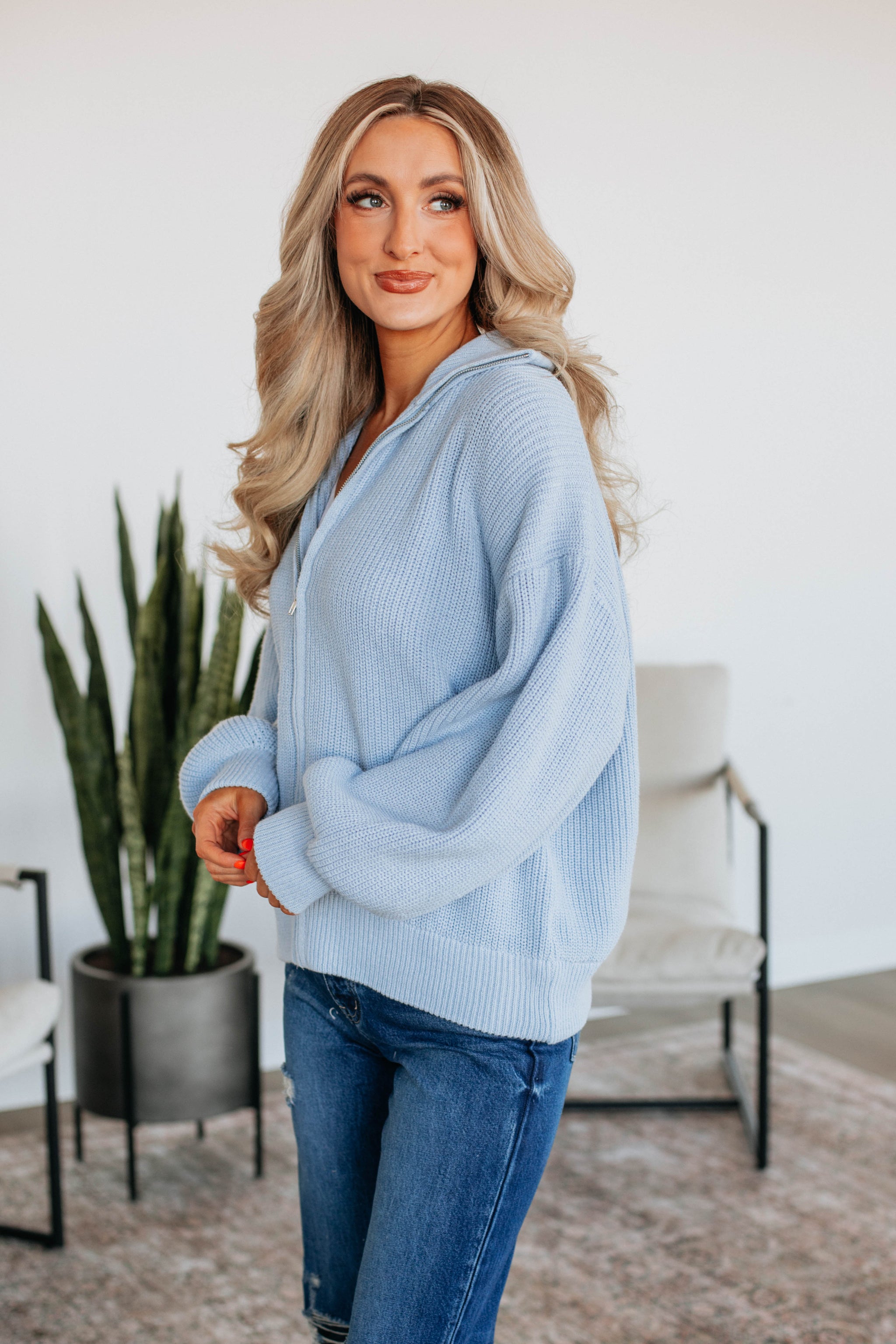 Nolyn Sweater Jacket - Baby Blue