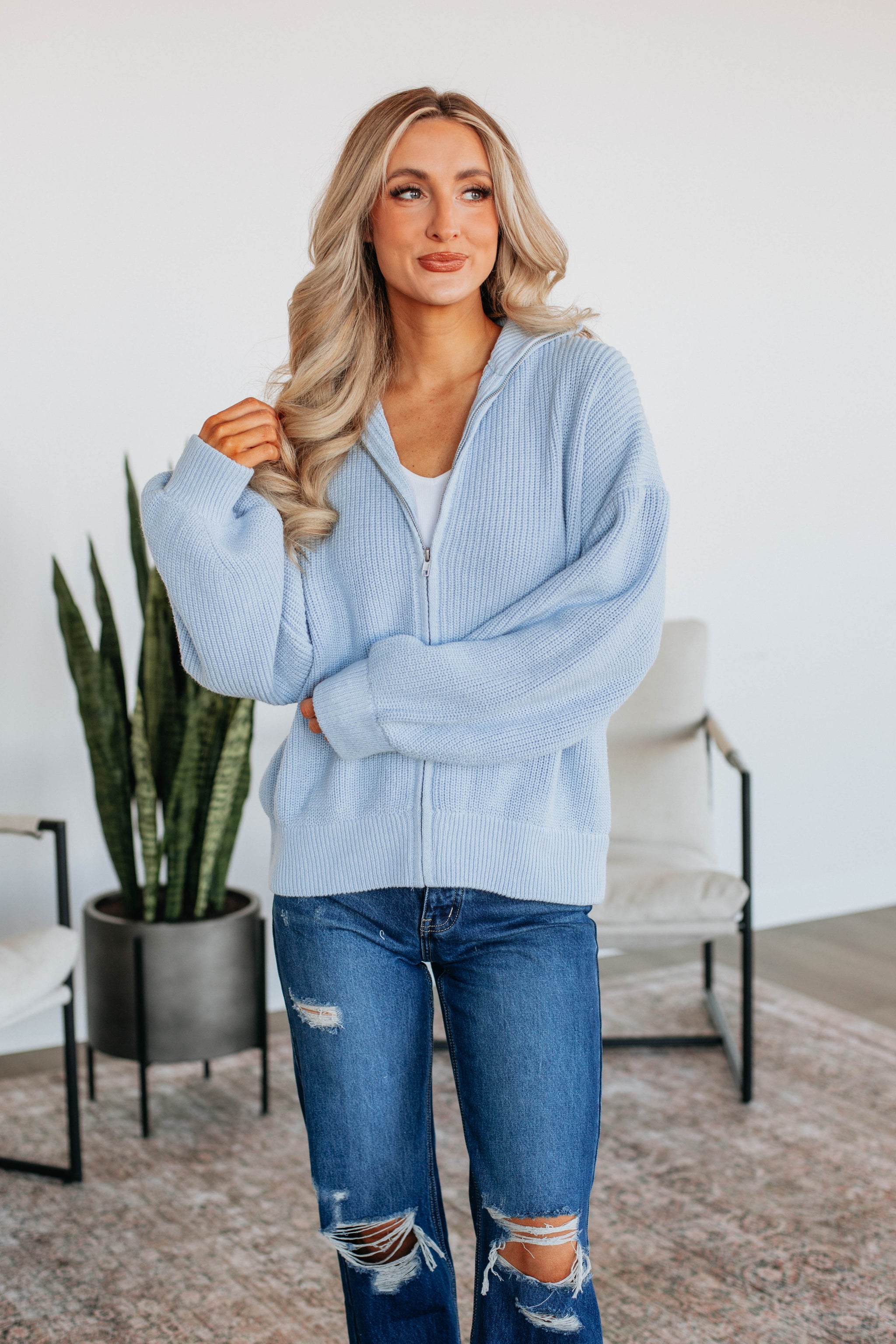 Nolyn Sweater Jacket - Baby Blue