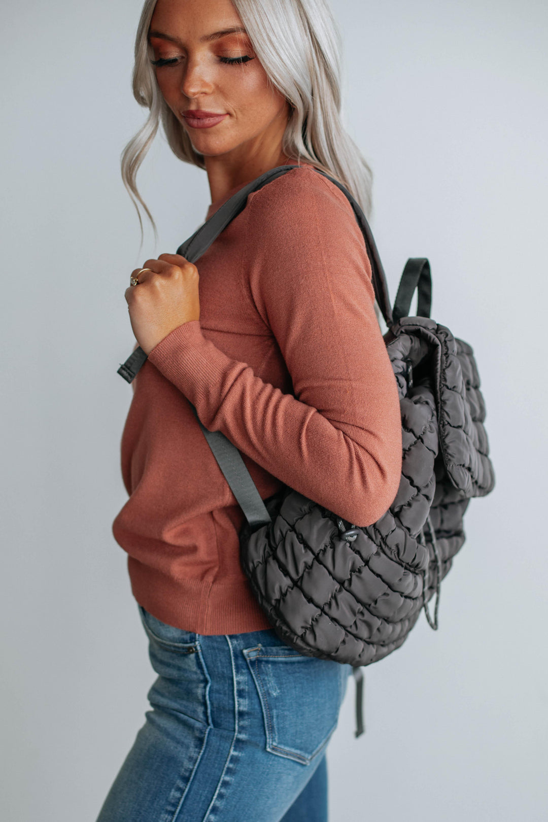 Not So Basic Quilted Backpack - Carbon
