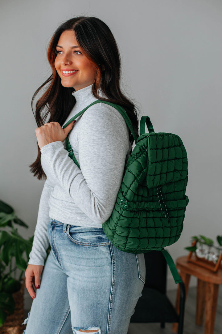 Not So Basic Quilted Backpack - Emerald