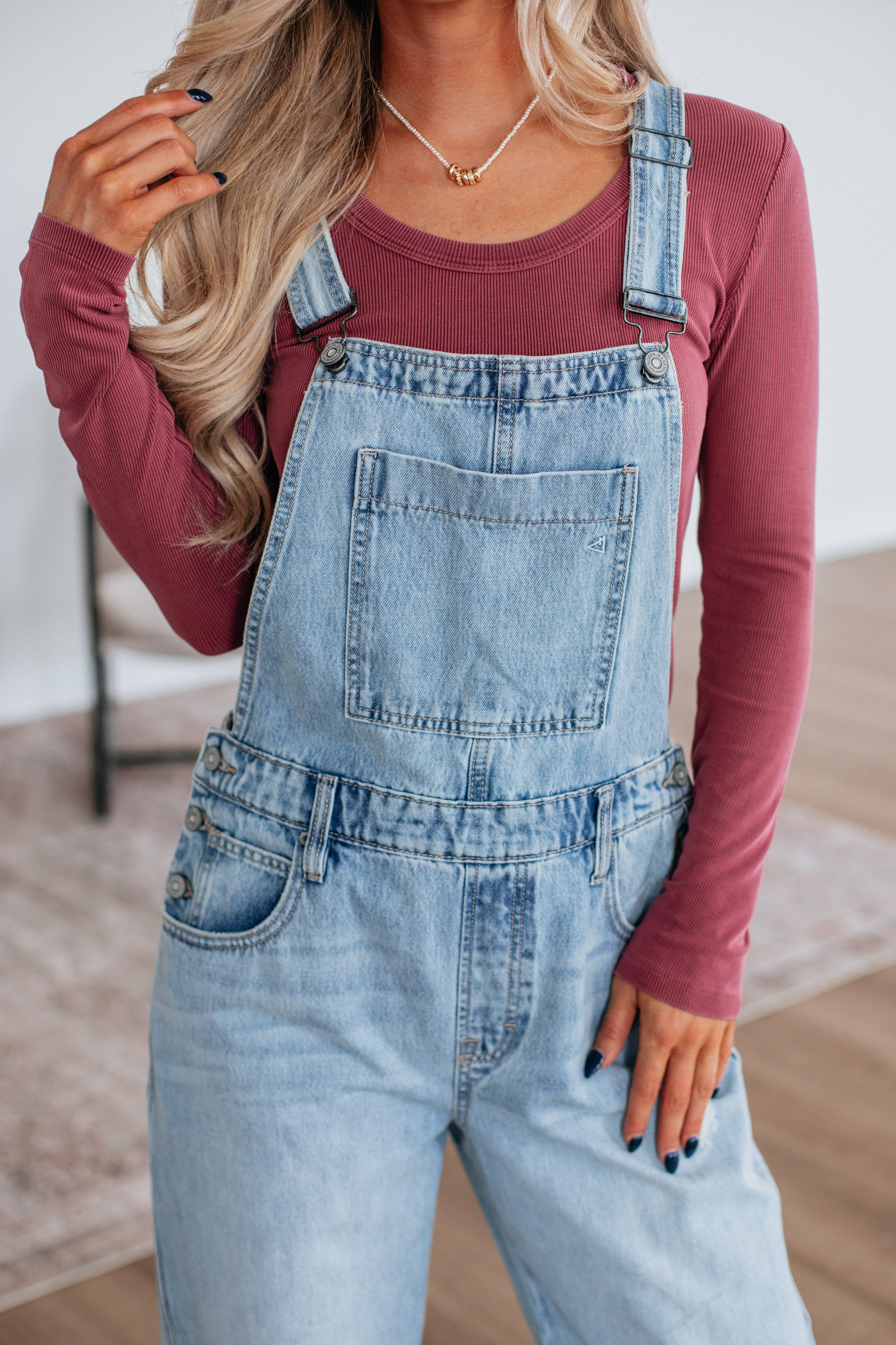 Dylan Hidden Denim Overalls - Light Wash – Wild Oak Boutique