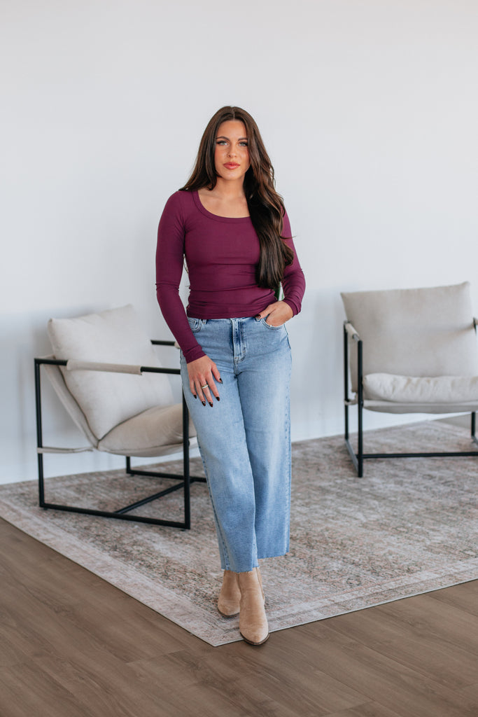Kasen Ribbed Top - Dark Plum