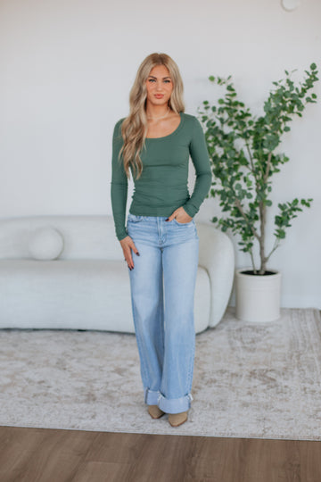 Kasen Ribbed Top - Spruce