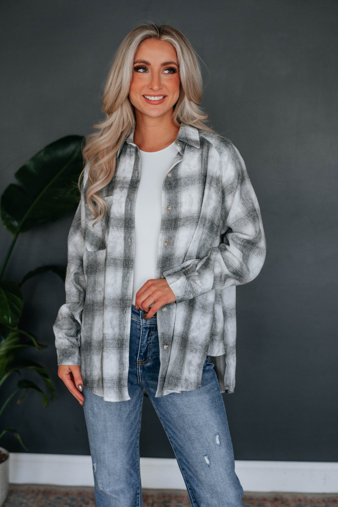 Odette Flannel - Charcoal Mix