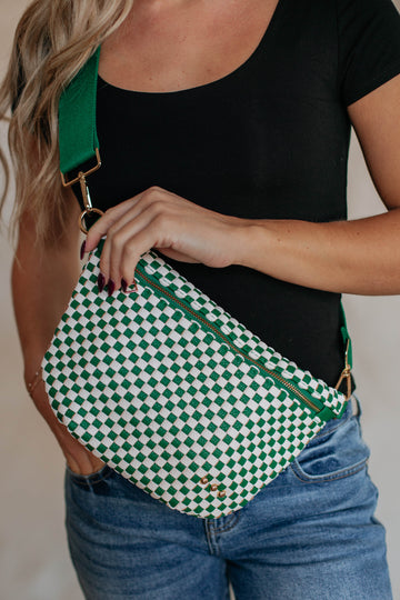 Patsy Checkered Bum Bag - Hunter Green