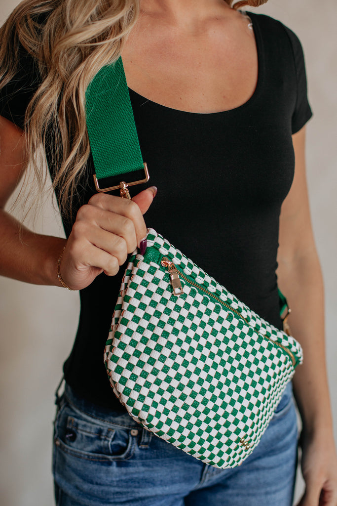 Patsy Checkered Bum Bag - Hunter Green