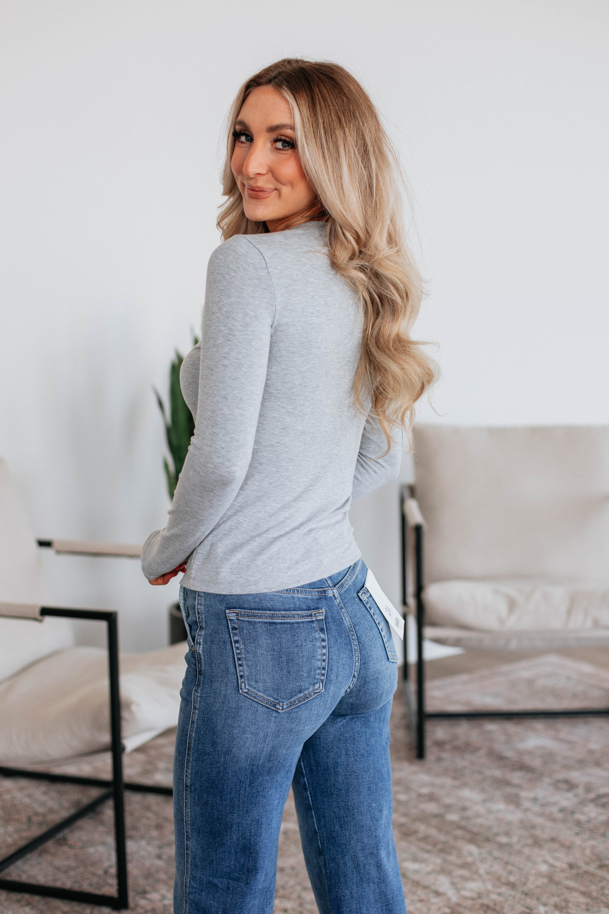 Penny Long Sleeve Top - Heather Grey