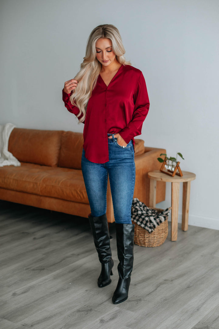 Quinn Silk Blouse - Wine