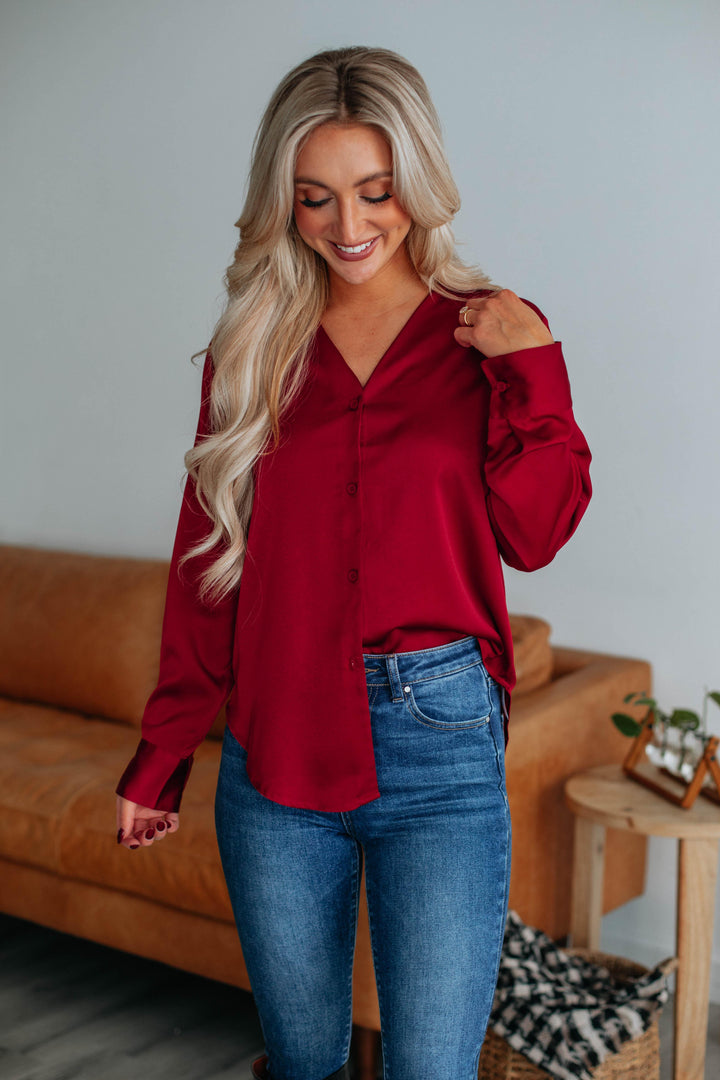 Quinn Silk Blouse - Wine