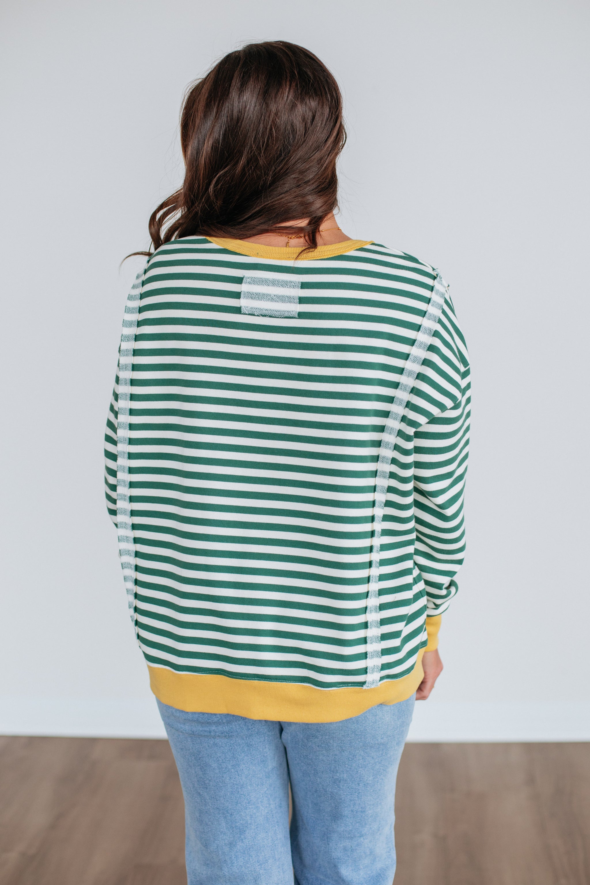 Rasha Striped Top - Hunter Green Mix