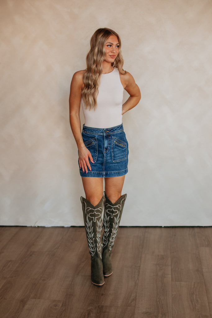 Peyton Hidden Denim Skirt - Dark Wash – Wild Oak Boutique