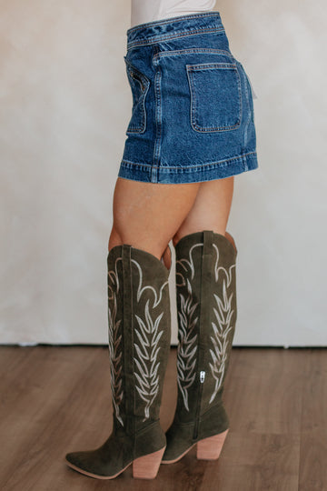 Peyton Hidden Denim Skirt - Dark Wash